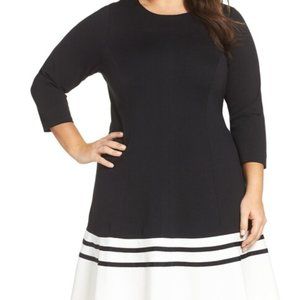 Eliza J Ponte Fit & Flare Dress size 18W NWT black and white